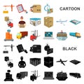 Logistics and delivery cartoon icons in set collection for design. Transport and equipment isometric vector symbol stock Royalty Free Stock Photo