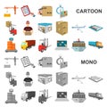 Logistics and delivery cartoon icons in set collection for design. Transport and equipment isometric vector symbol stock Royalty Free Stock Photo