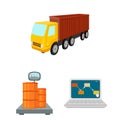 Logistics and delivery cartoon icons in set collection for design. Transport and equipment isometric vector symbol stock Royalty Free Stock Photo