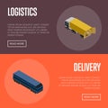 Logistics and delivery isometric banner set Royalty Free Stock Photo