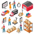 Logistics And Delivery Isometric Icons Set