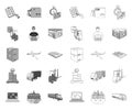 Logistics and delivery mono,outline icons in set collection for design. Transport and equipment isometric vector symbol