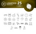 Logistics, delivery, transportation - outline web icon set, vector, thin line icons collection Royalty Free Stock Photo