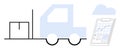Logistics and Delivery Truck with Cargo, Data Analysis Clipboard, and Cloud Element Royalty Free Stock Photo