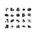 Logistics and distribution icon set. Contains such Icons as Warehouse, Worldwide Shipping, Courier service, Express Delivery and Royalty Free Stock Photo