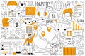 Logistics doodle set Royalty Free Stock Photo