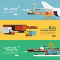 Logistics flat horizontal banners set