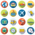 Logistics flat vector icons Royalty Free Stock Photo