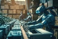 The logistics future robot working in the box warehouse with Ai Generated Royalty Free Stock Photo