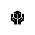 Logistics, Hand Holding Parcel Flat Vector Icon