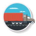 Logistics icon with commercial freight truck