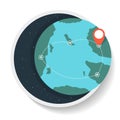 Logistics icon with commercial route on globe map