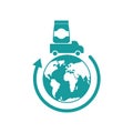 Logistics Icon. Delivery sign. truck carries goods earth