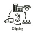 Logistics icon showing movement - one place to the next Royalty Free Stock Photo
