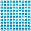 100 logistics icons set blue Royalty Free Stock Photo