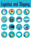 Logistics icons.Set of Delivery Related Vector Line Icons. Vector flat design.