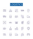 Logistics line icons signs set. Design collection of Distribution, Shipping, Delivery, Transportation, Freight, Channel