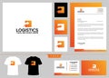 Logistics logo design template and business card express delivery