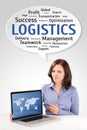 Logistics manager is showing world map on a laptop screen Royalty Free Stock Photo