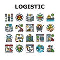 logistics manager warehouse icons set vector