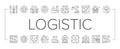 logistics manager warehouse icons set vector
