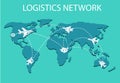 Logistics network Flat 3d isometric vector illustration Set of air cargo trucking rail transportation maritime shipping Royalty Free Stock Photo