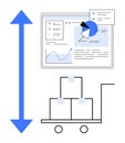 Logistics Optimization with Data Visualization on Digital Dashboard and Packaging Cart Royalty Free Stock Photo