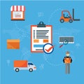 Logistics packing process delivery services isolated vector illustration