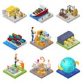 Logistics service isometric 3D set Royalty Free Stock Photo