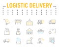 Logistics shipping color line icon set, delivery symbols collection, vector sketches, logo illustrations, logistic Royalty Free Stock Photo