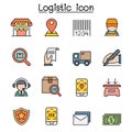 Logistics, Shipping, Delivery color line icon set vector illustration graphic design