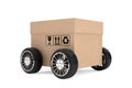 Logistics, Shipping and Delivery concept. Cardboard box with wheels
