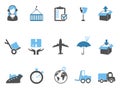 Logistics and shipping icons set blue series