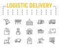 Logistics shipping line icon set, delivery symbols collection, vector sketches, logo illustrations, logistic delivery Royalty Free Stock Photo
