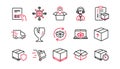 Logistics and Shipping line icons. Truck Delivery, Checklist and Parcel tracking. Linear icon set. Vector Royalty Free Stock Photo