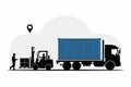 Logistics and Shipping Operations Forklift Loading Container Truck, warehouse logistics concept Royalty Free Stock Photo