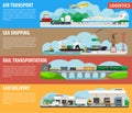 Logistics and shipping types infographics vector template banners