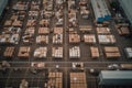 logistics sorting center warehouse with boxes, top view, Generative AI