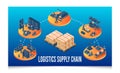 Logistics Supply Chain Management - SCM Concept with Collaborative logistics metaphors, Icons and a description of Fleet Royalty Free Stock Photo