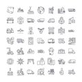 Logistics technology linear icons, signs, symbols vector line illustration set