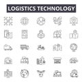 Logistics technology line icons, signs, vector set, outline illustration concept