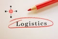 Logistics text circled in red pencil with conceptual diagram