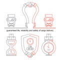 Logistics thin line icons. Business concept with lamp and handhsake