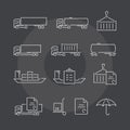 Logistics thin line icons set