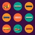 Logistics and transportation icon set