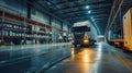 Logistics Truck at Warehouse Loading Bay Royalty Free Stock Photo