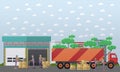 Logistics warehouse vector illustration in flat style