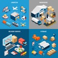 Logistics 2x2 Isometric Concept Royalty Free Stock Photo