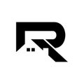 Black initial R real estate logo design inspiration