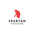 Unique logo design with Bird, Mountain and spartan helmet vector icon illustration inspiration